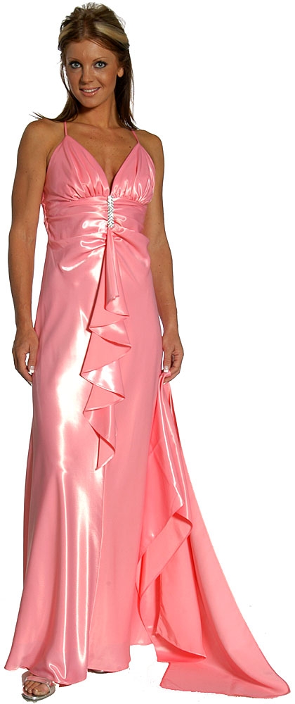 Spaghetti Formal Dress with Front Sash