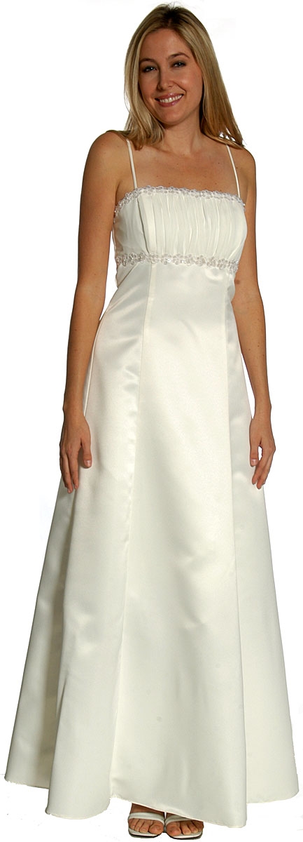Shirred Bust Empire Cut Formal Bridesmaid Dress