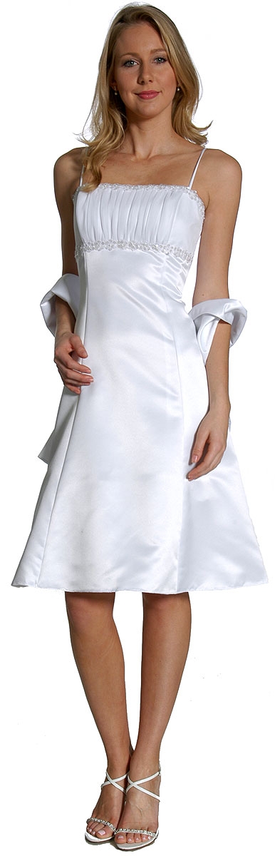 Spaghetti Strap Shirred Empire Bridesmaid Dress
