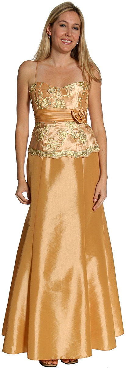 Embroidered Formal Prom Dress with Flower Applique