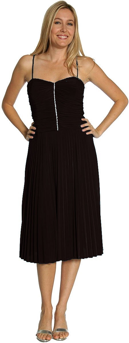 Spaghetti Strap Party Cocktail Dress — in Black