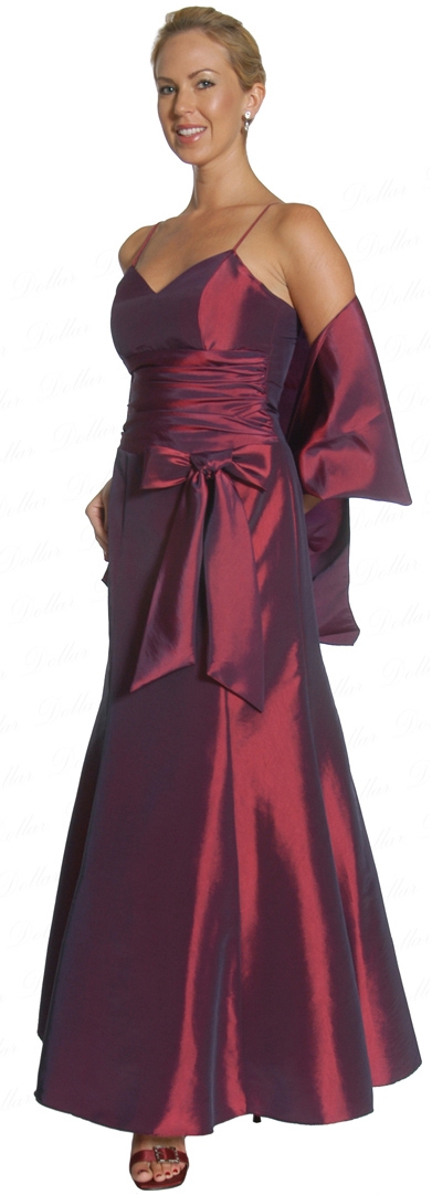 A-line Ribbon Bow Formal Dress — in Eggplant color