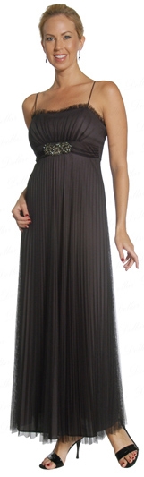 Empire Cut English Net Formal Dress — in Black/Black color