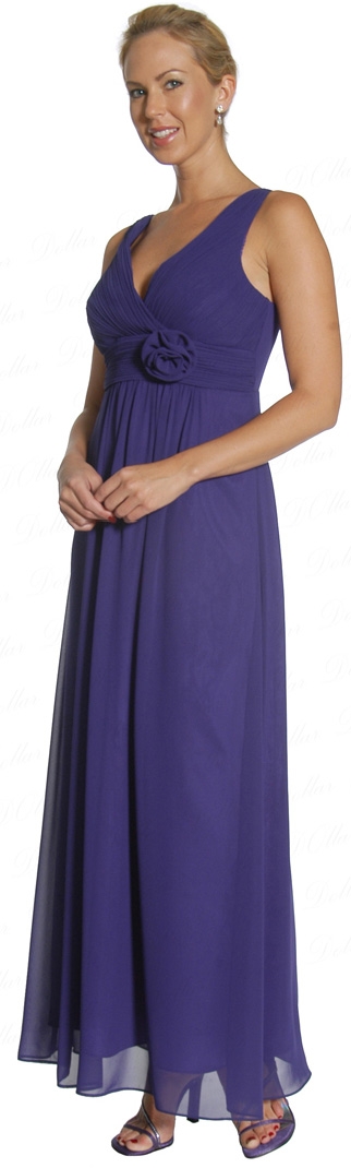 Flower Applique Empire Prom Dress