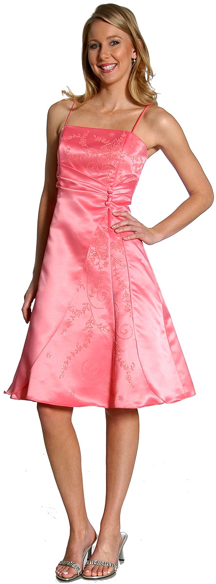 A-line Knee length Party Dress with Shimmery Floral Pattern