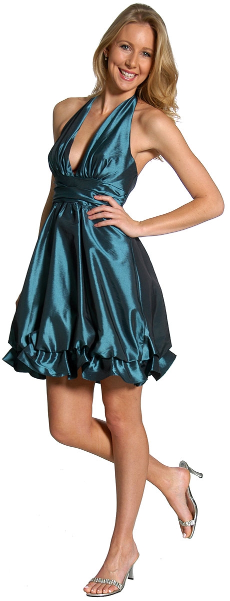 Halter Neck Short Bubble Party Dress in Taffeta — in alternative