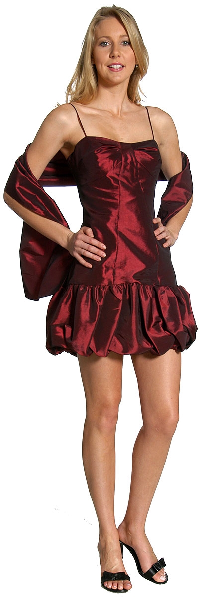 Spaghetti Strap Fitted Bubble Dress — in alternative view