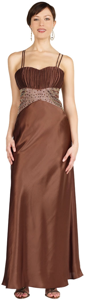 Shirred Rhinestone Waist Formal Dress
