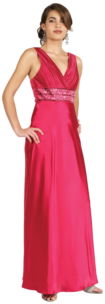 Pleated Criss-Cross Evening Dress