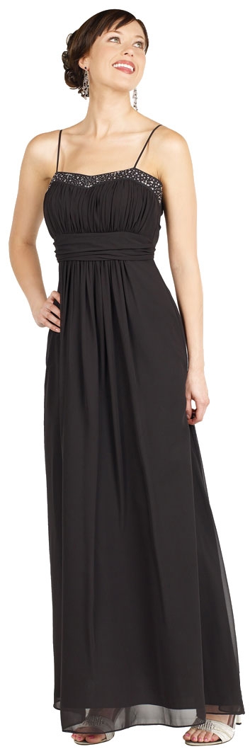 Shirred Formal Dress with Spaghetti Straps