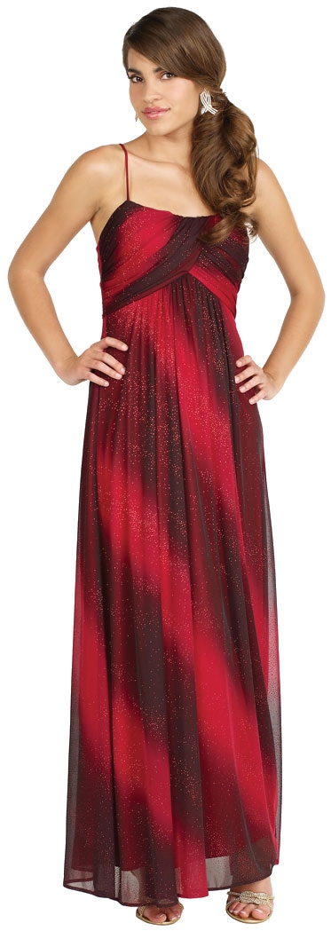 Shimmering Two Tone Shirred Evening Dress