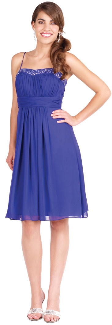 Shirred Party Dress with Spaghetti Straps