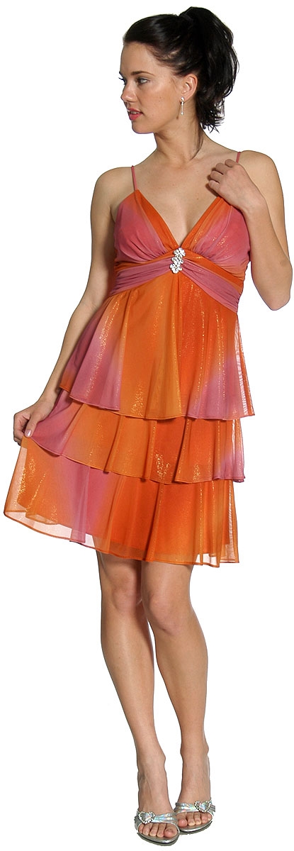 Two Tone Cascading Ruffled Party Dress