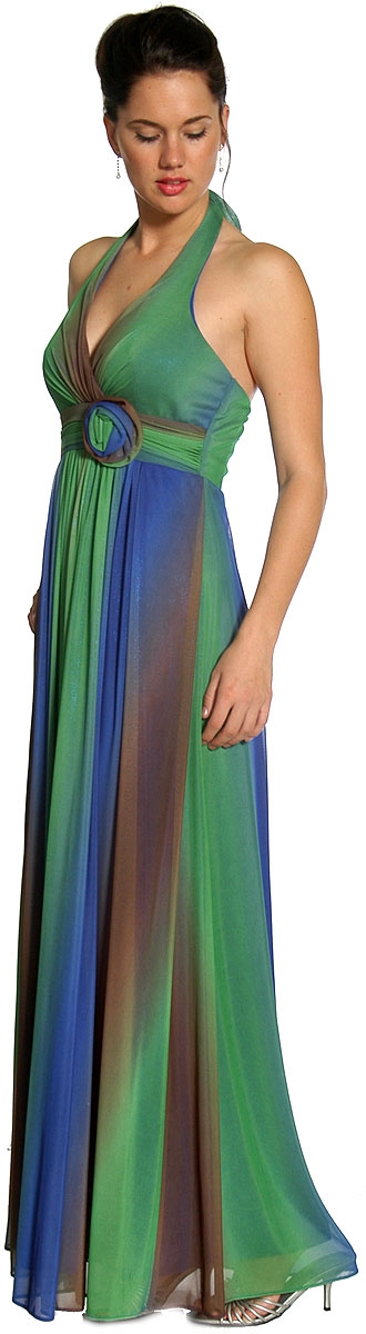 Multi Colored Halter Neck Formal Evening Dress  — in alternative view