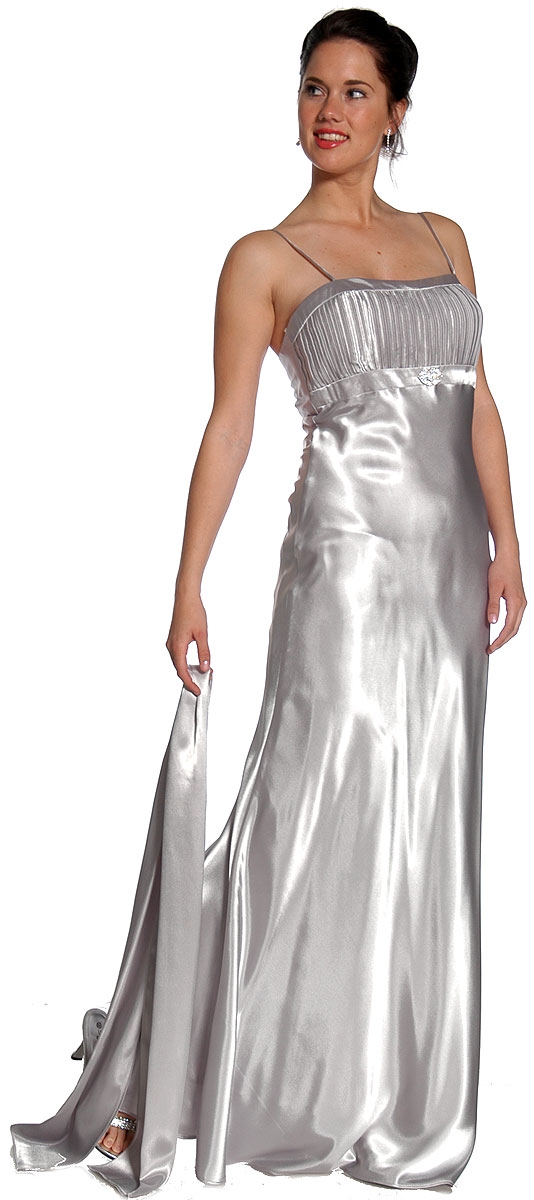 Pleated Bodice Empire Formal Prom Dress — in alternative view