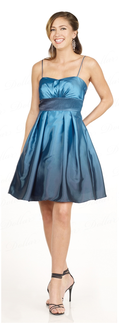 Shimmer Satin Spaghetti Prom Dress — in Teal