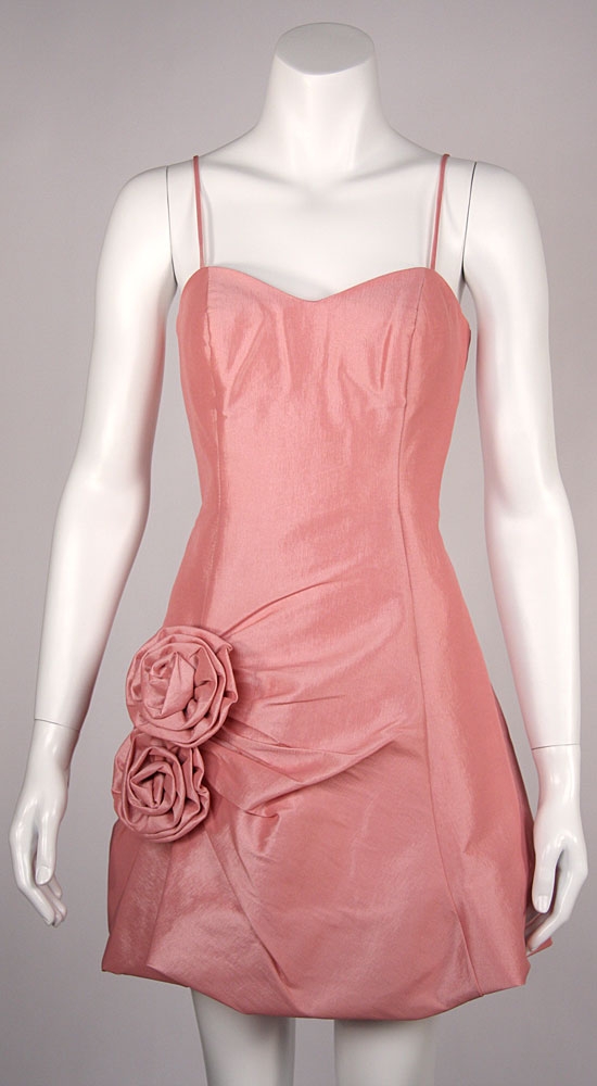 Twin Flowered Short Bubble Party Dress — in closeup image