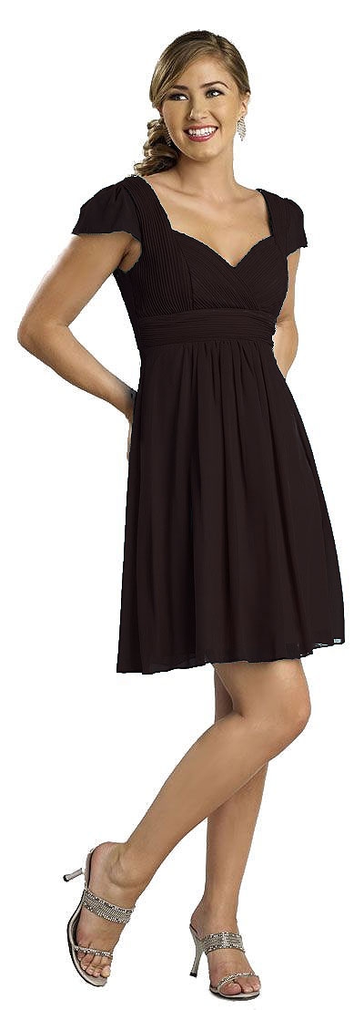 Modest Half Sleeves Pleated Short Party Dress — in Black