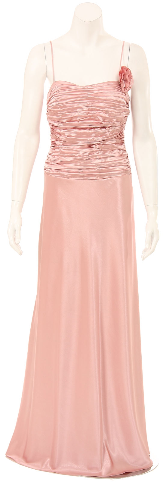 Shirred Bodice Formal Evening Dress — in Dust Pink