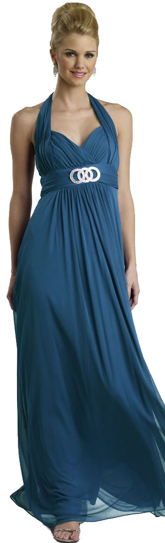 Halter Neck Empire Style Formal Bridesmaid Dress