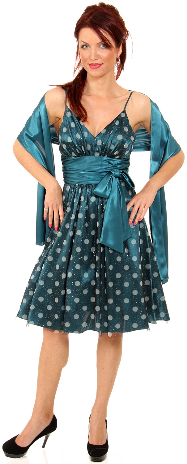 Short Fluffy Polka Dot Party Dress — in alternative image