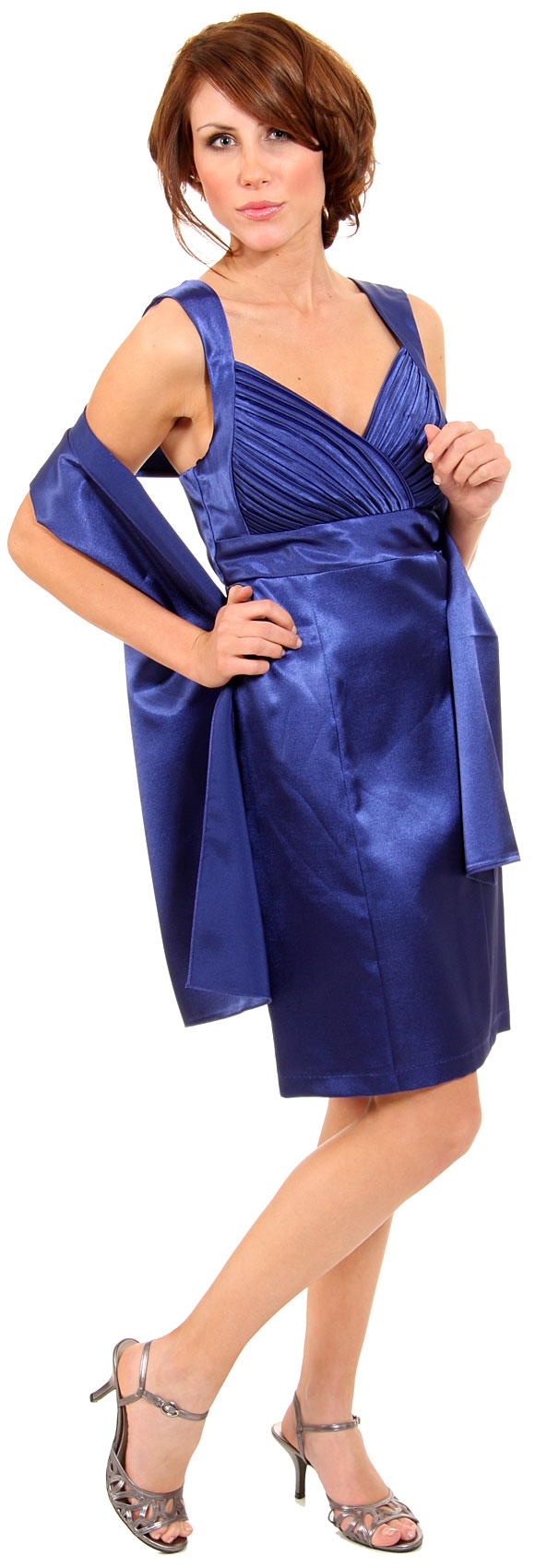 Short Glossy Cocktail Party Dress — in alternative image