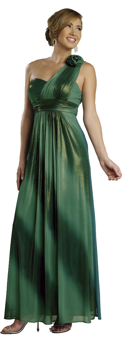 Two toned Single Shoulder Empire Cut Formal Dress