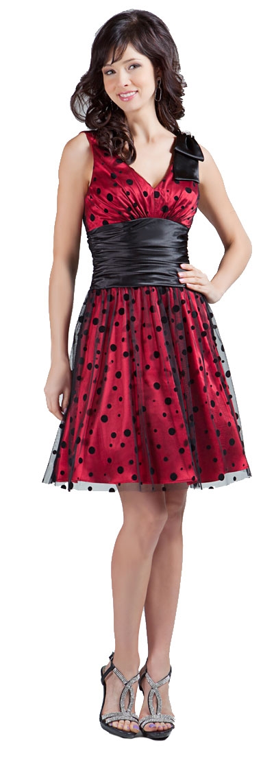 V-neck Short Polka Dot Party Dress  