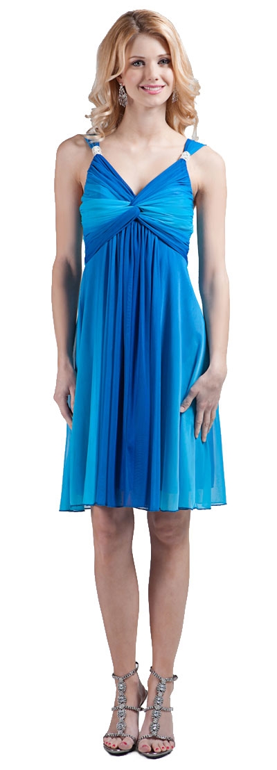 Twist  Knot Bust Ombre Short Party Dress 