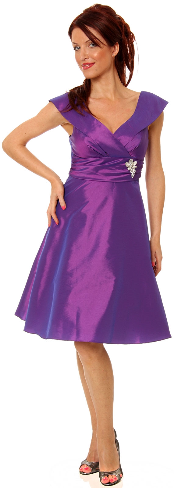Formal Tea Length Cocktail Dress — in alternative image