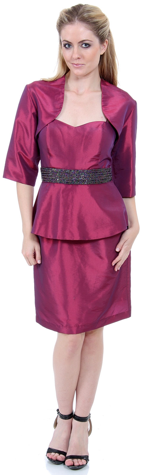 Heart-shaped Spaghetti Strap Cocktail Dress — in Plum