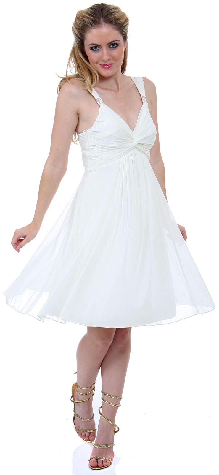 V-Neck Short Sleeveless Cocktail Dress