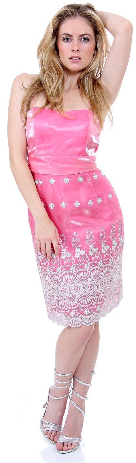 Modish Spaghetti Strap Cocktail Dress — in Pink