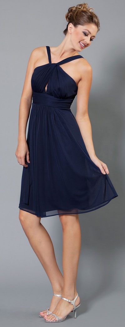 Halter Neck Shirred Short Party Dress 