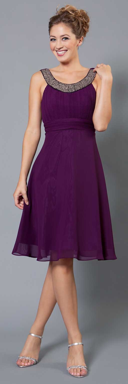 Shimmering Tea Length Formal Dress
