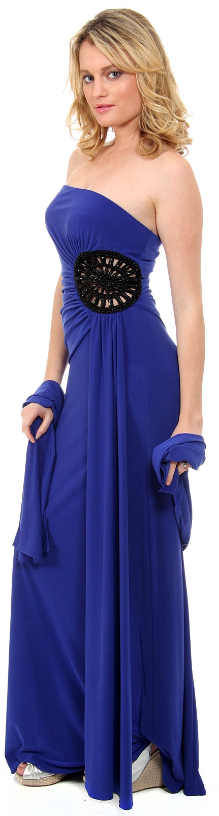 Strapless Ruched Cutout Detail Long Homecoming Dress  — in alternative image
