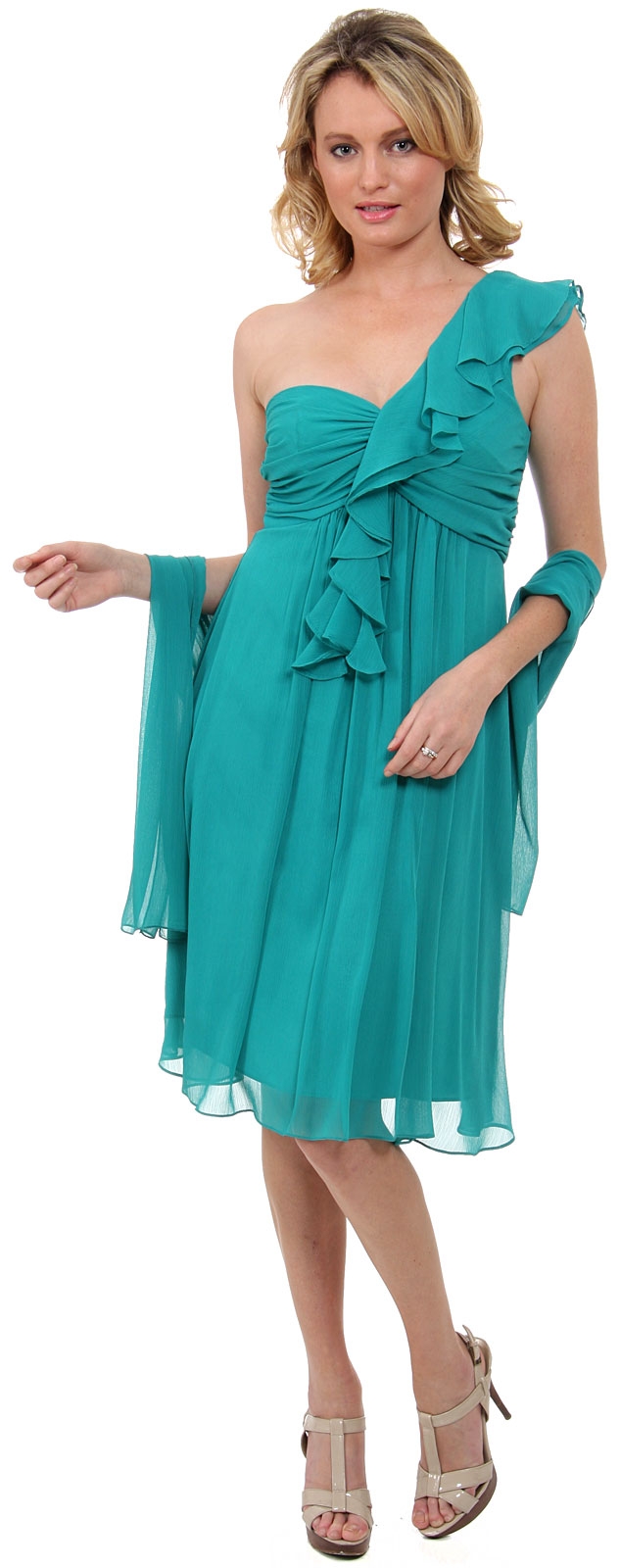 Ruffled One Shoulder Short Party Dress