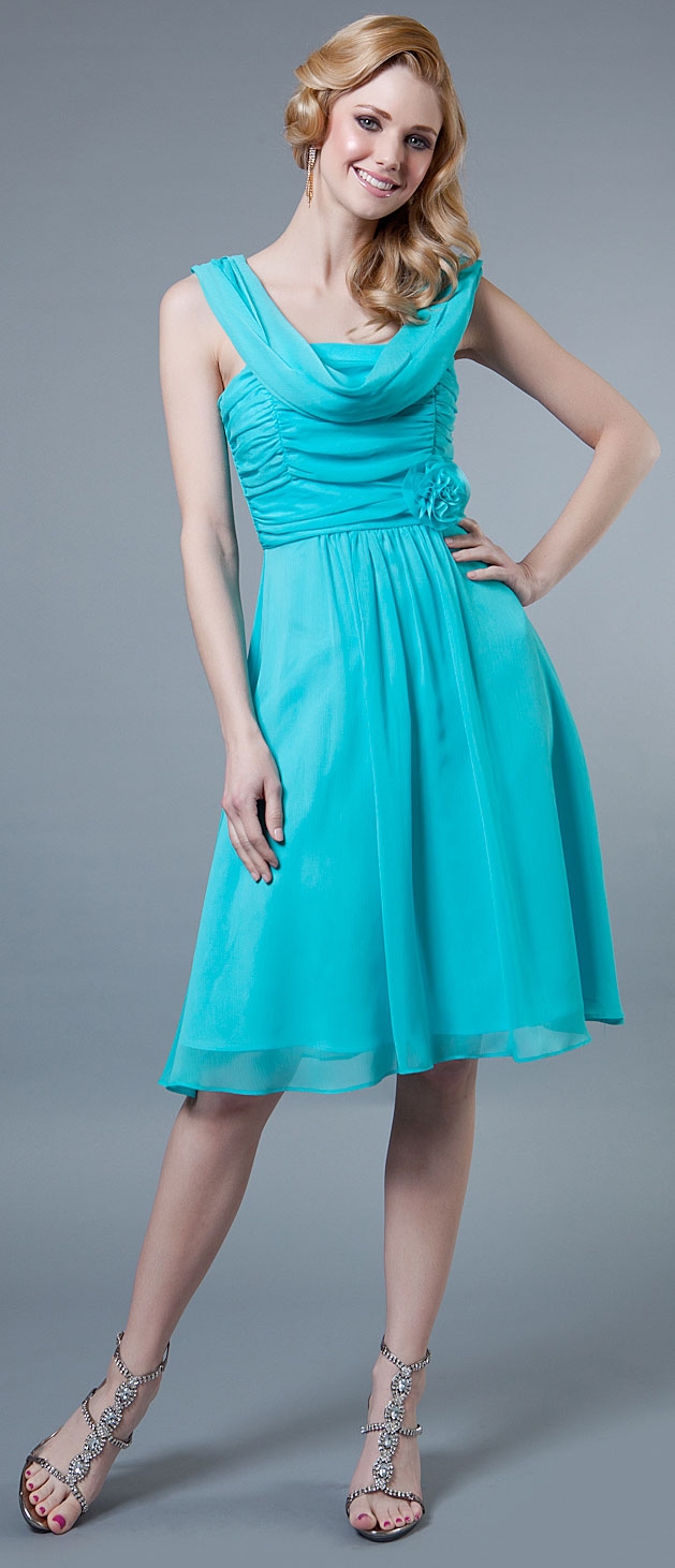 Short Dress with Ruching Bodice