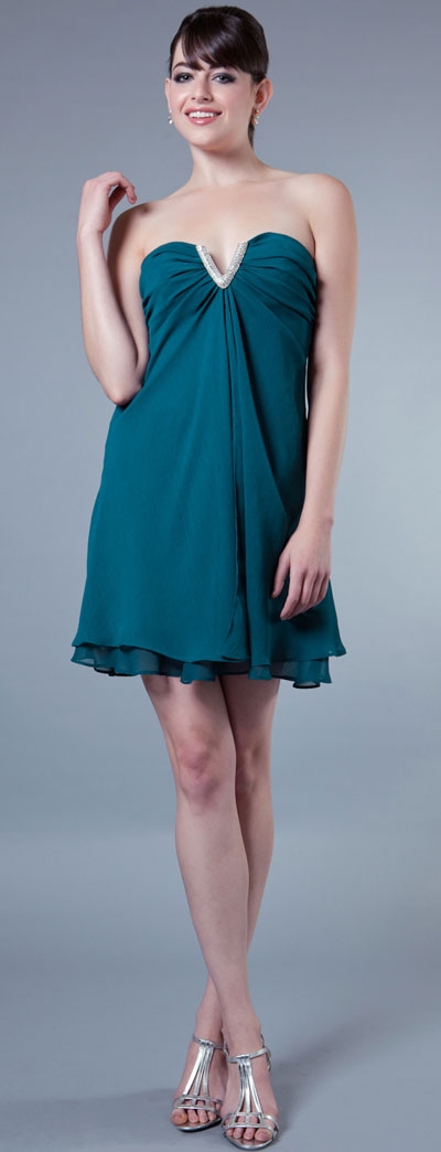 Two Tiered Party Dress with Center Brooch