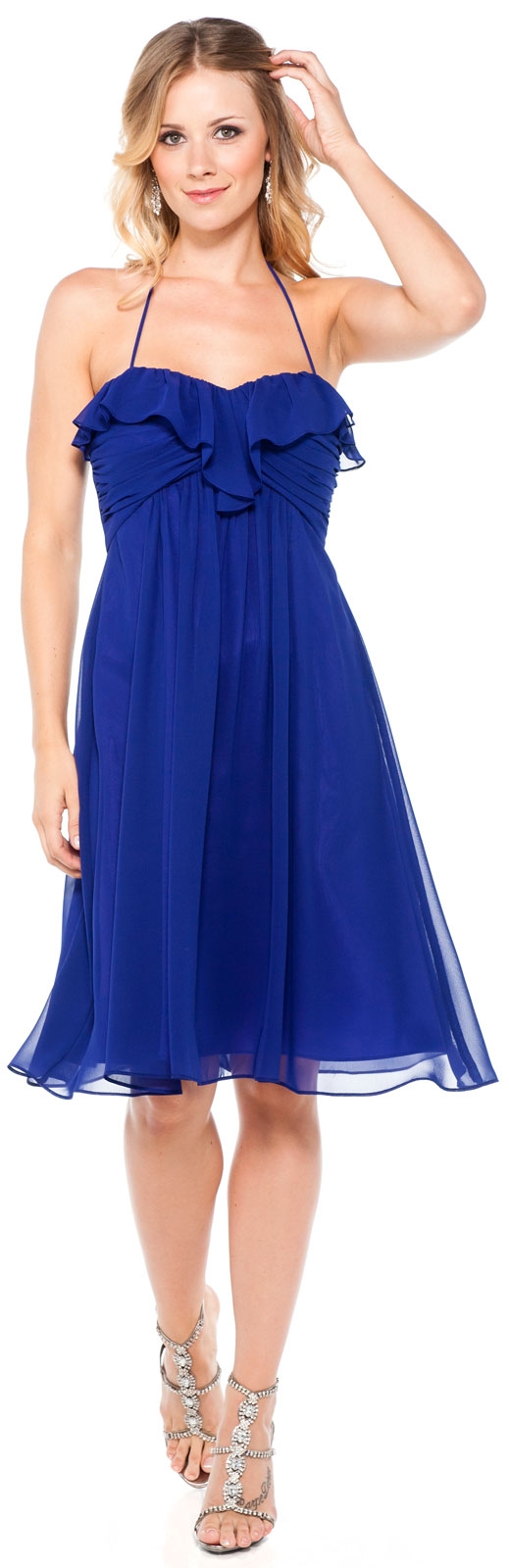 Halter neck A-line Medium Length Party dress