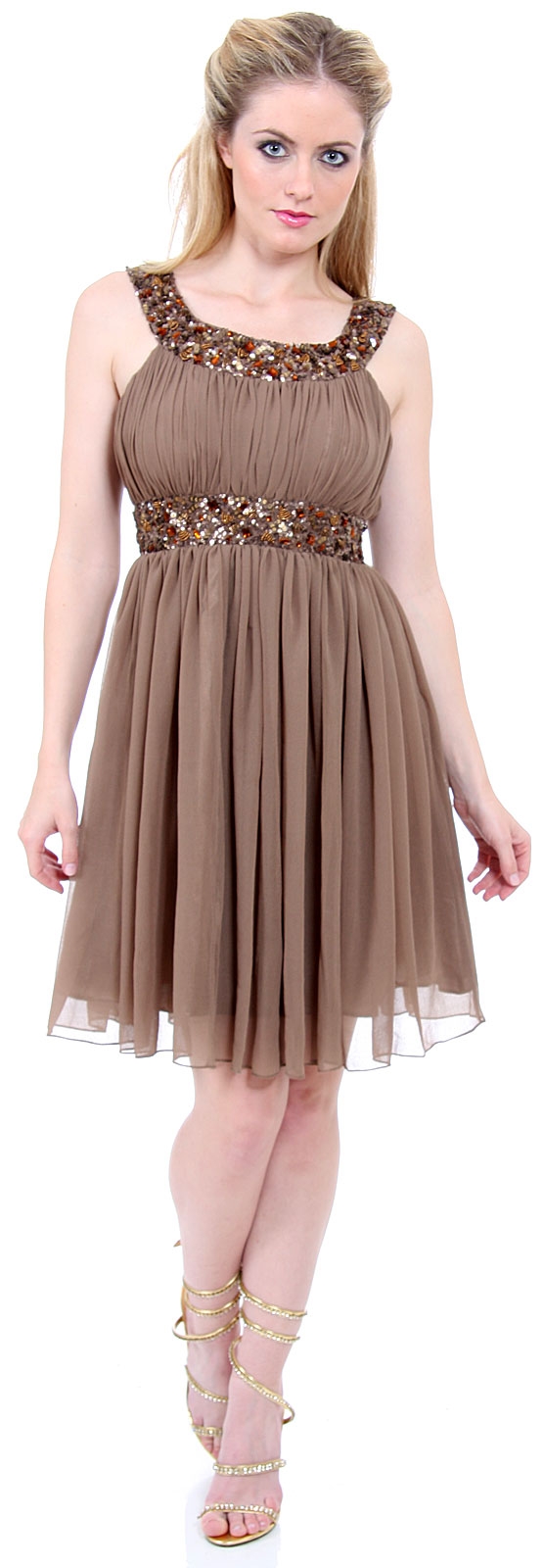 Short Sequin Beaded Cocktail Dress