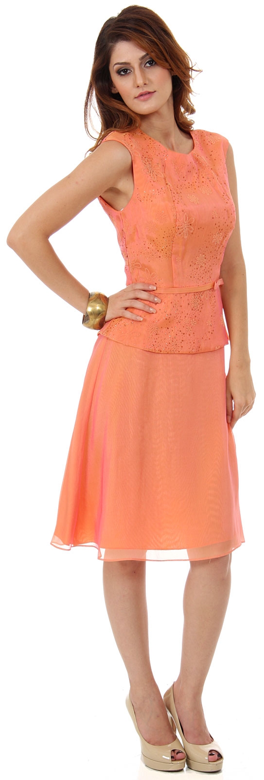 Two Tone Knee Length Bridesmaid Party Dress with 