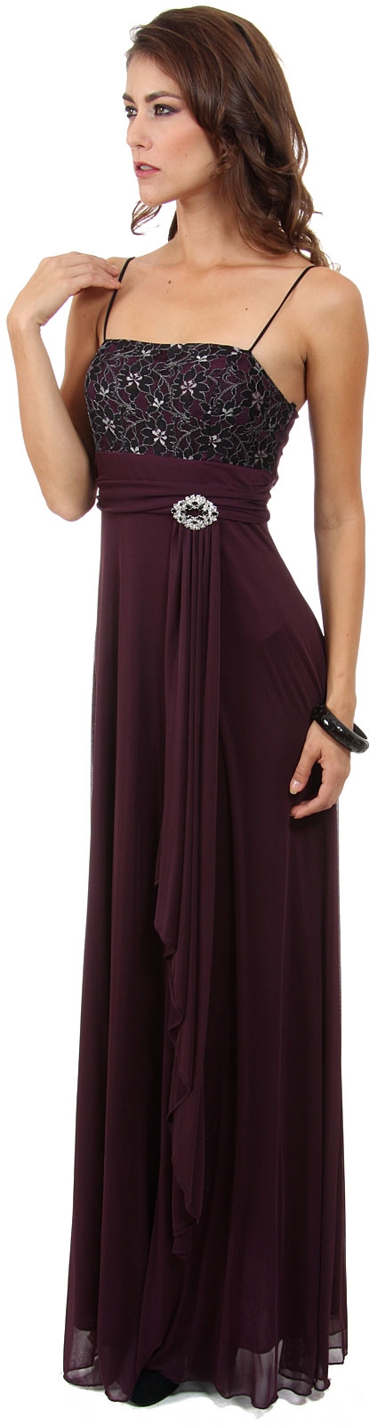 Spaghetti Straps Long Mother of Bride Dress with Lace Bolero — without Jacket
