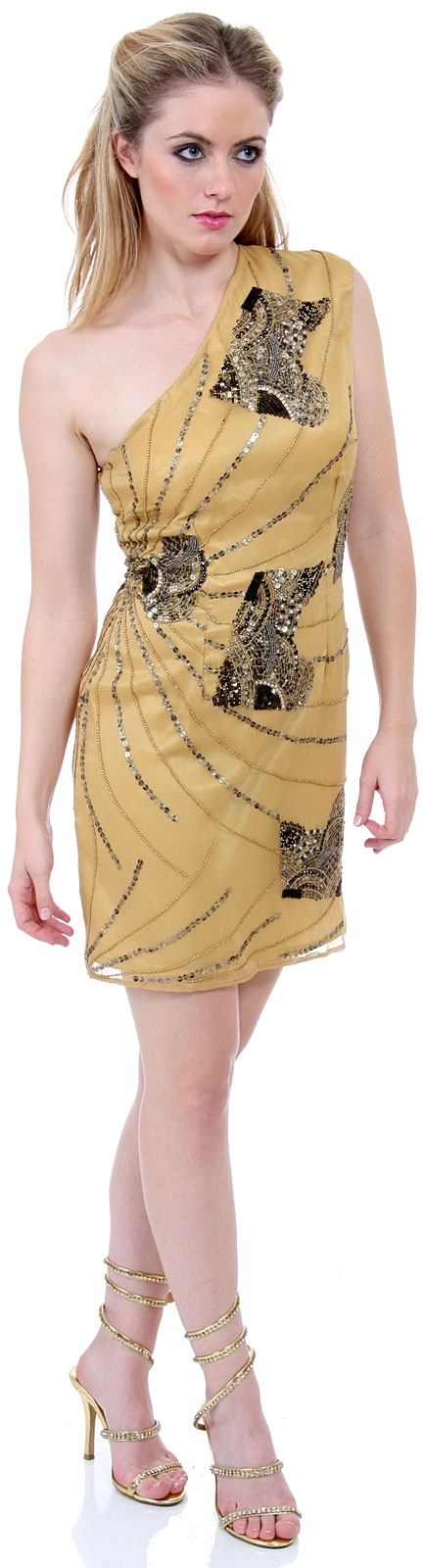 One-Shoulder Sequined Formal Dress — in alternative image