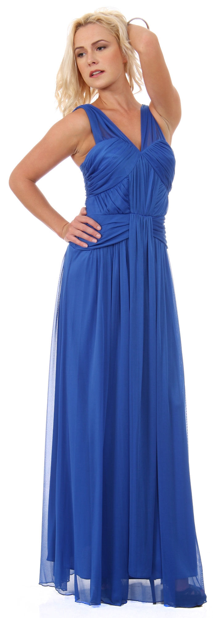 Ruched Bodice Long Formal Bridesmaid Evening Dress