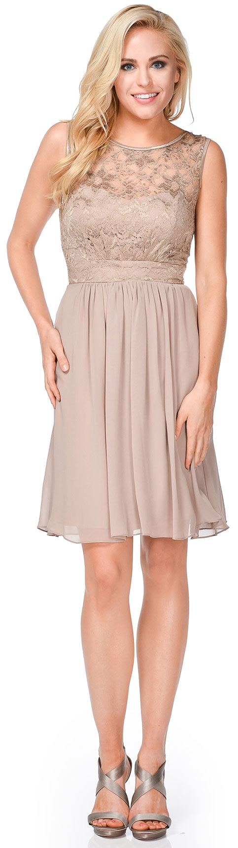 Floral Lace Top Short Bridesmaid Party Dress
