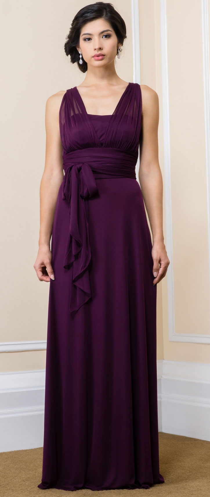 Convertible Empire Waist Long Formal Bridesmaid Dress — in an alternative image