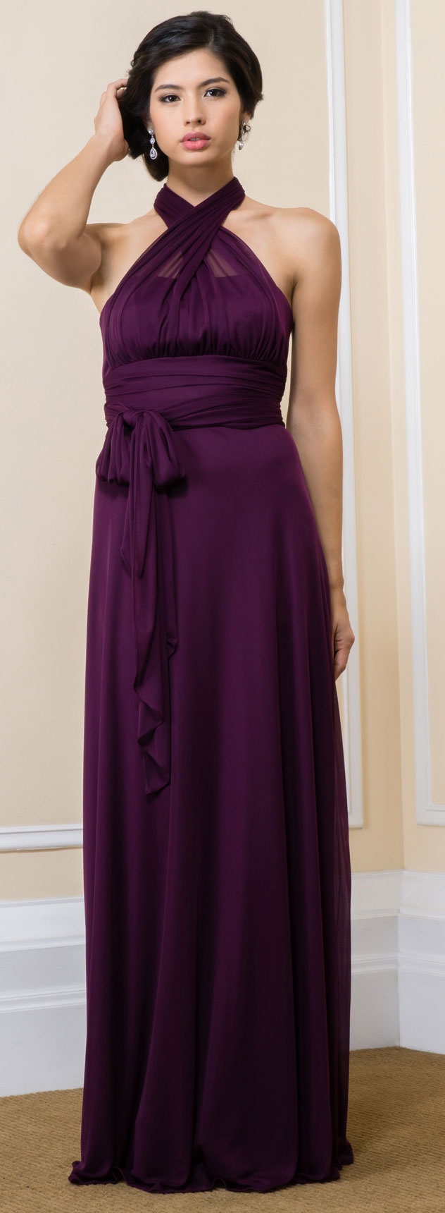 Convertible Empire Waist Long Formal Bridesmaid Dress — in an alternative image