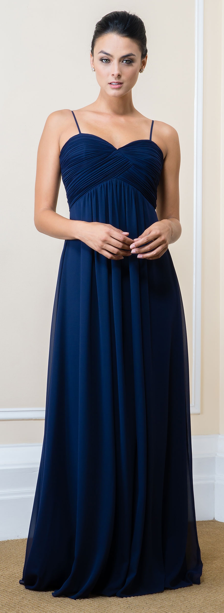 Sweetheart neckline Empire Cut Long Bridesmaid Dress