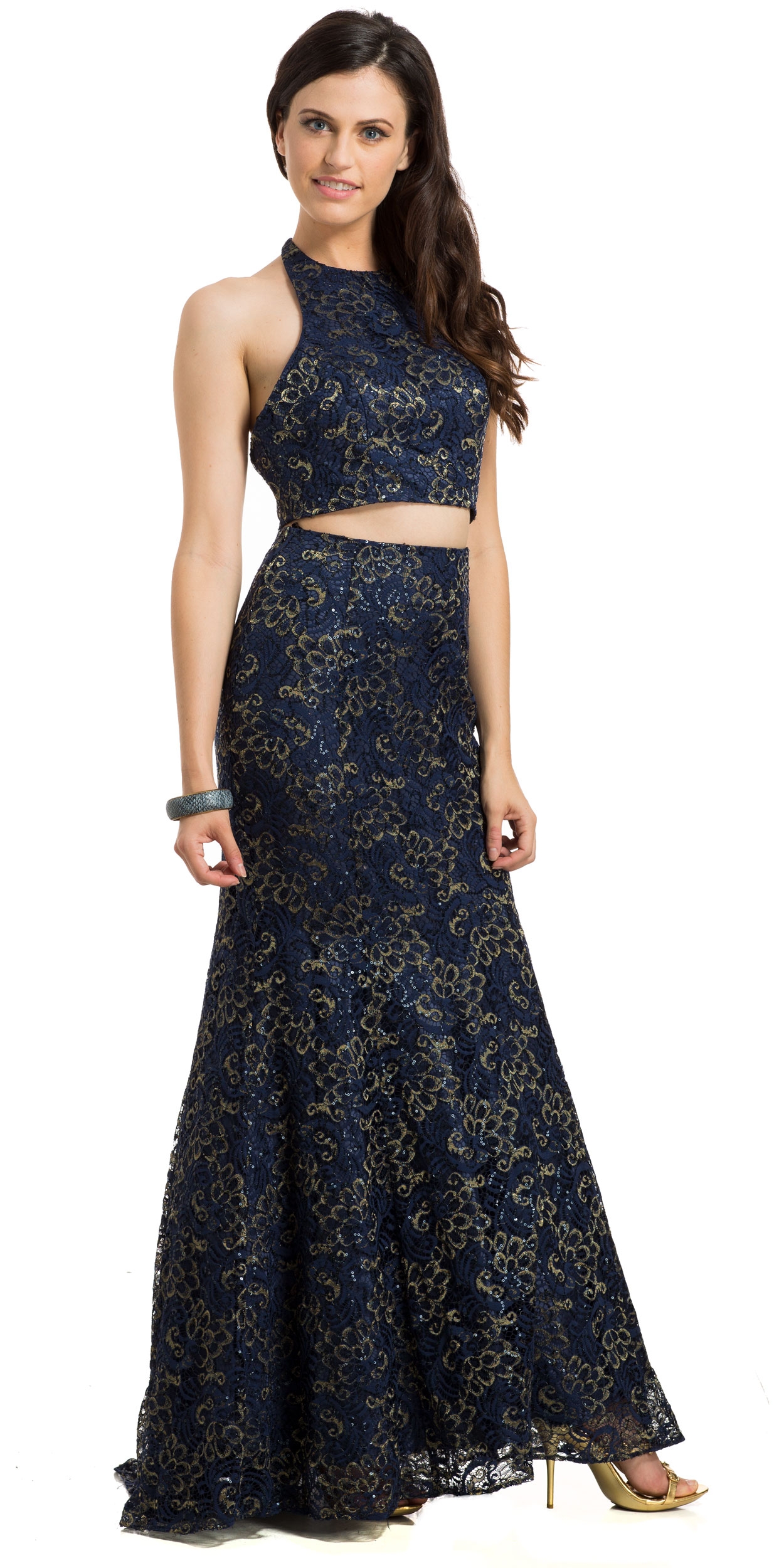 Lace Halterneck Mermaid Evening Gown
